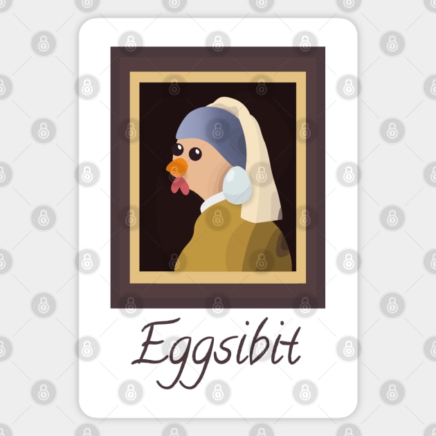 Funny Hen Museum Puns | Art Gift Ideas | Vermeer Paintings Magnet by Fluffy-Vectors